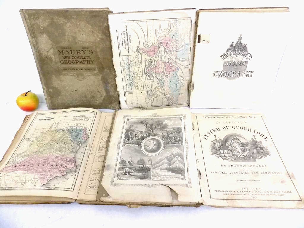 GROUP OF ANTIQUE GEOGRAPHY BOOKS WITH MAPS (1 of 5)