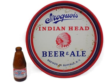 IROQUOIS INDIAN HEAD BEER & ALE TRAY BUFFALO
