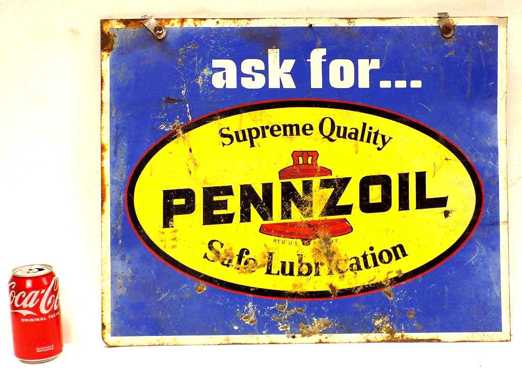 PENNZOIL DOUBLE SIDED ADVERTISING SIGN (1 of 3)