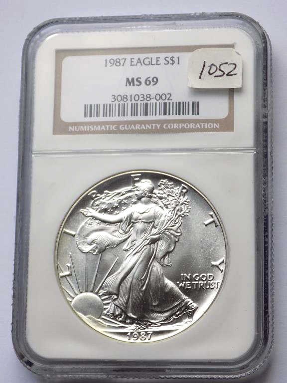 US MINT 1987 SILVER EAGLE DOLLAR NGC MS 69 (1 of 3)
