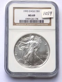 US MINT 1993 SILVER EAGLE DOLLAR NGC MS 69