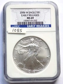 US MINT 2006 W EARLY RELEASE SILVER EAGLE NGC MS69