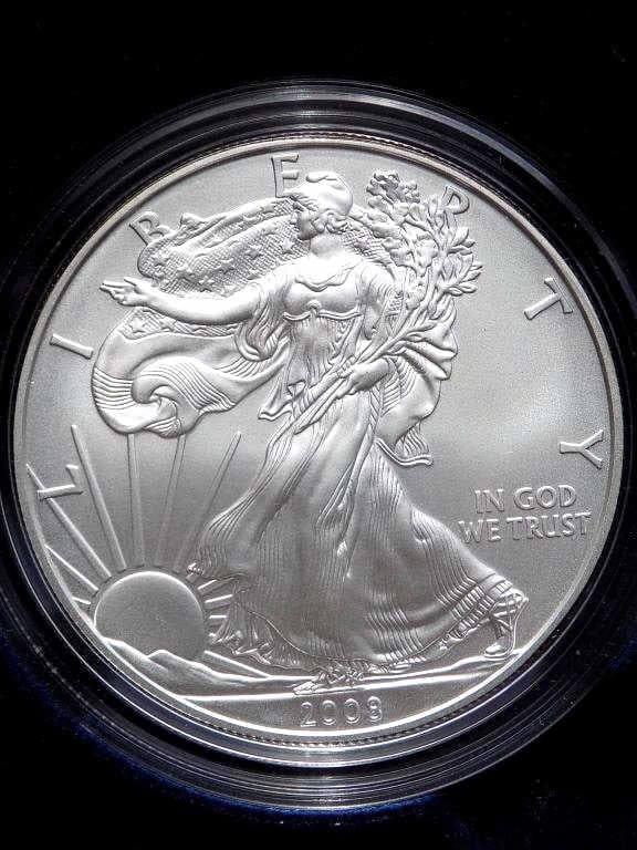 US MINT 2008 AMERICAN EAGLE SILVER DOLLAR COIN UNC (1 of 3)