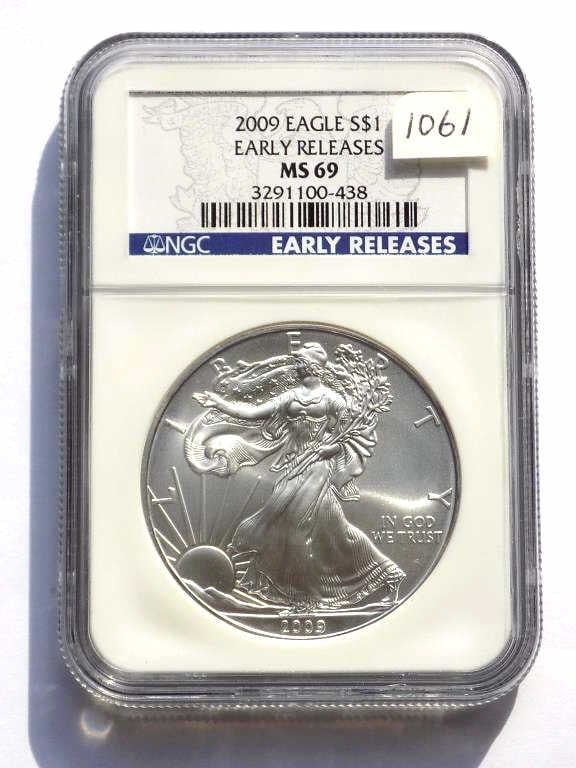 US MINT 2009 EARLY RELEASE SILVER EAGLE NGC MS 69 (1 of 4)