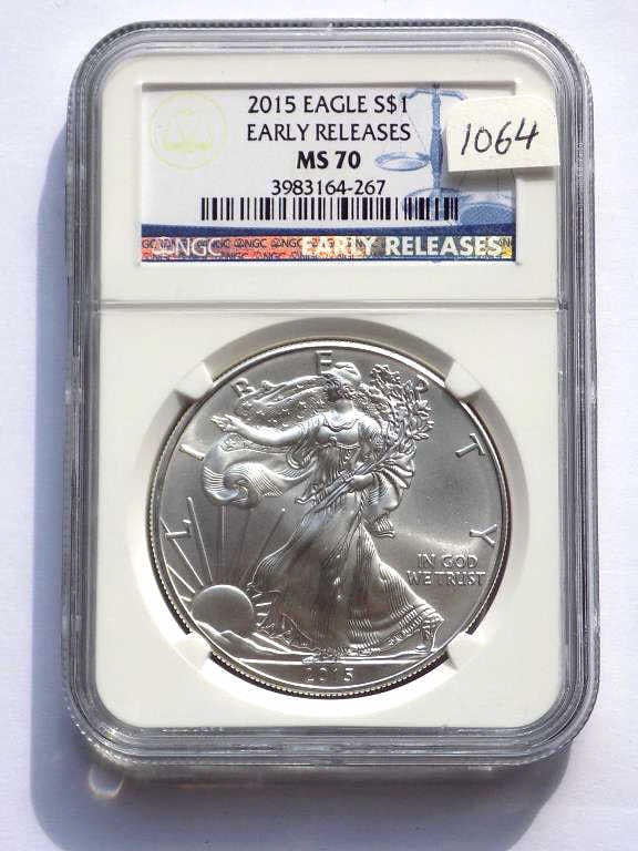 US MINT 2015 EARLY RELEASE SILVER EAGLE NGC MS 70 (1 of 5)