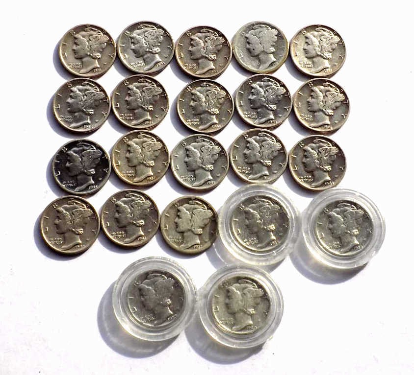 US MINT ASSORTED GROUP OF MERCURY SILVER DIMES (1 of 2)