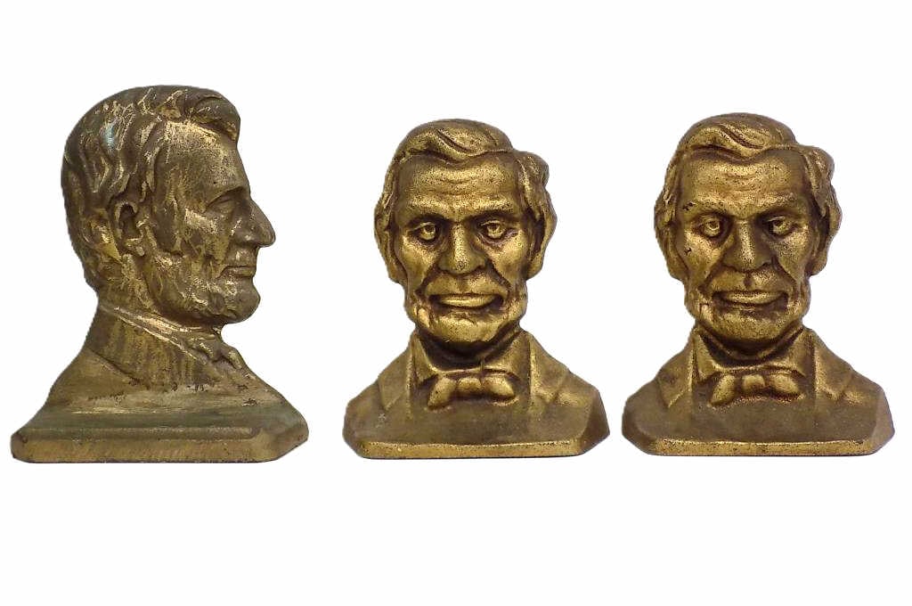 ABRAHAM LINCOLN BRONZE & IRON BOOKENDS LOT (1 of 2)