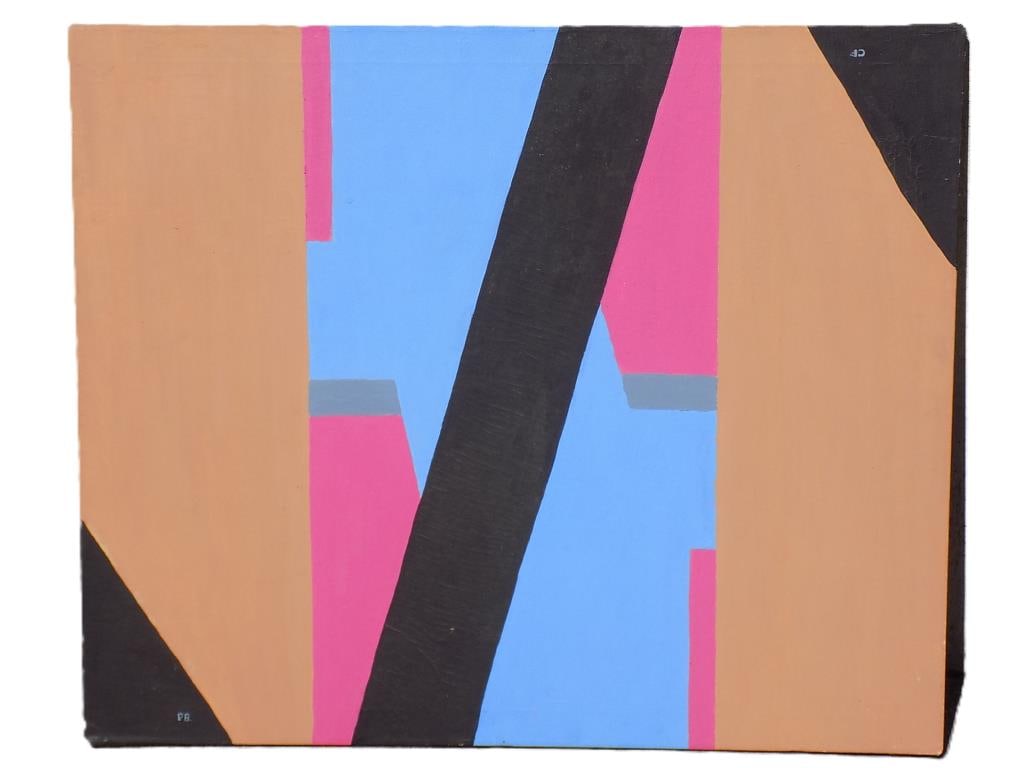 FERRANDO - AGAINST THE LOOKING GLASS PAINTING: Charles Chaz Ferrando - Latin American 20th Century - Midcentury Abstract Painting. Oil on Canvas. Entitled Against The Looking Glass. Signed Front and Rear. Height 30" x Width 1" x Length 36" 3 lbs