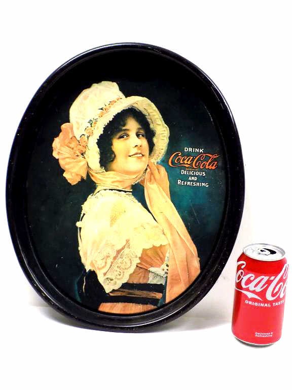 DRINK COCA COLA ADVERTISING TIN TRAY PINK LADY (1 of 3)