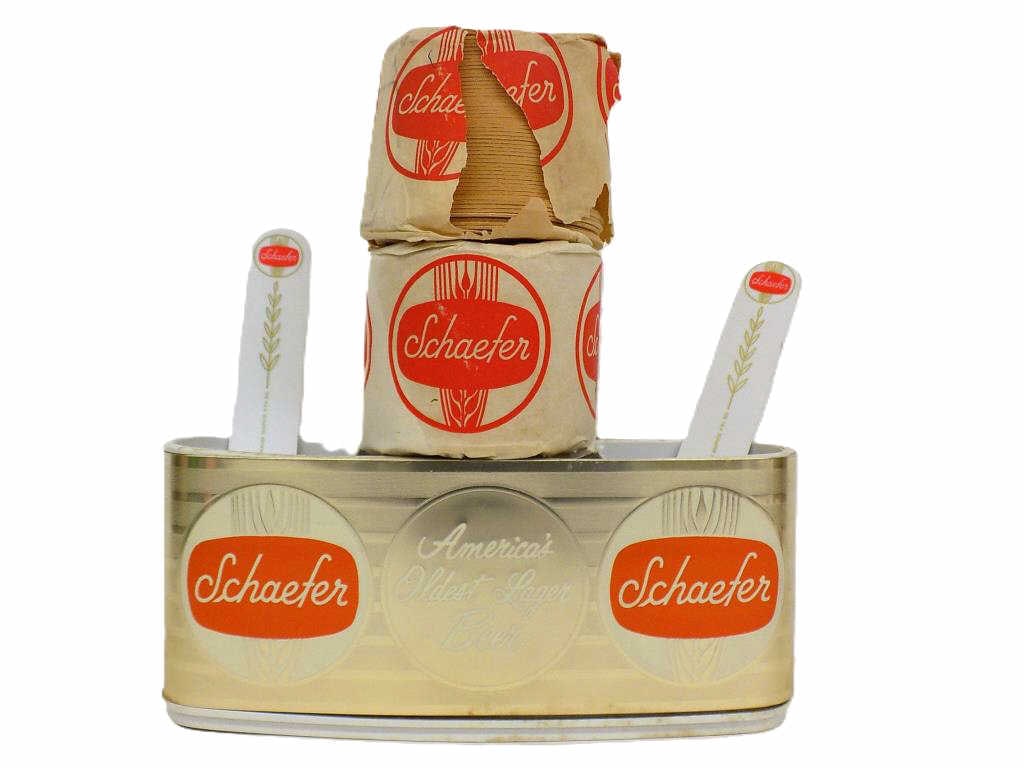 VINTAGE 1960'S SCHAEFER BEER BAR CADDY COASTERS (1 of 3)