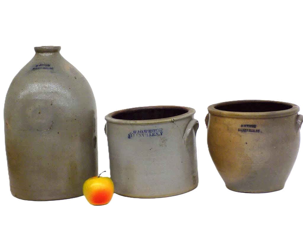 1880'S WESTON ELLENVILLE NY STONEWARE CROCKS JUG (1 of 5)