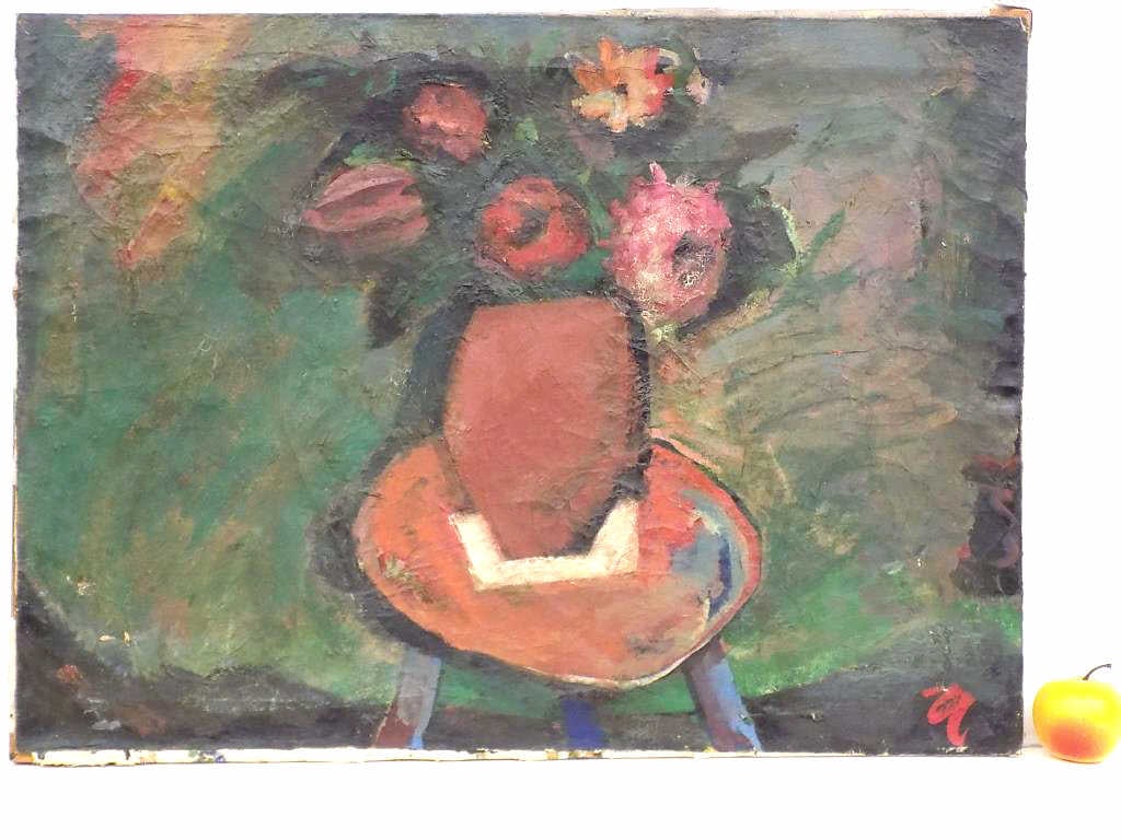 PICASSO STYLE ABSTRACT VASED FLOWERS PAINTING (1 of 5)