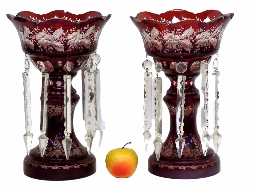 GORGEOUS 19TH CENTURY BOHEMIAN RUBY GLASS LUSTRES (1 of 5)