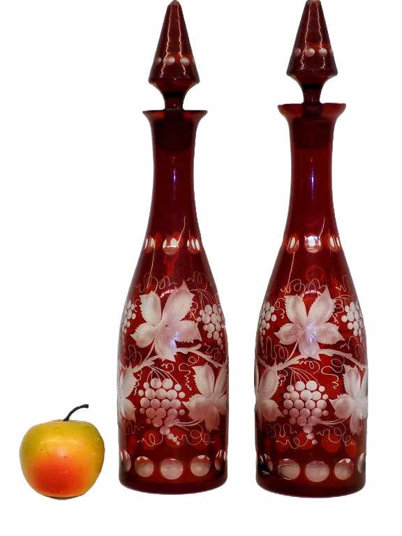 19TH CENTURY BOHEMIAN RUBY GLASS DECANTERS (1 of 3)