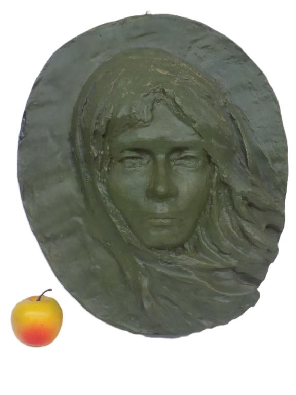 MIDCENTURY GIRL BRONZED WALL SCULPTURE (1 of 3)