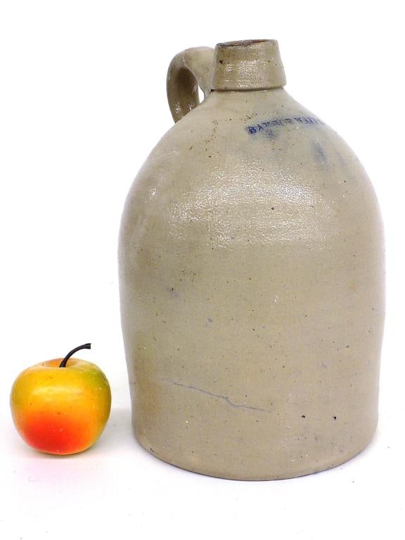 19TH CENTURY BANGOR MAINE STONEWARE WHISKY JUG (1 of 3)