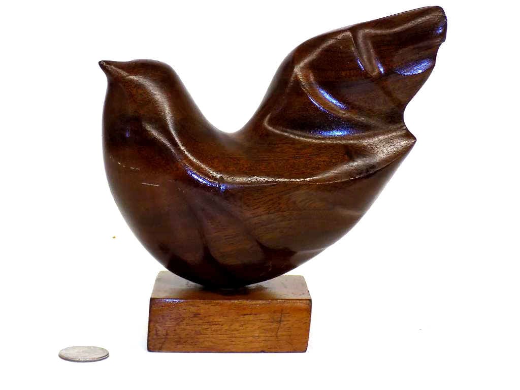 MIDCENTURY MODERN PEACE DOVE TEAK WOOD SCULPTURE (1 of 2)