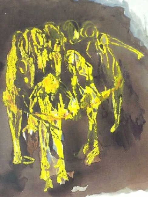 ABSTRACT EMBRACED FIGURES SIGNED LITHOGRAPH - 2