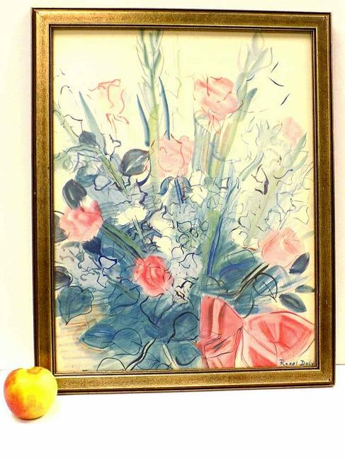 RAOUL DUFY - BOUQUET OF ROSES LITHOGRAPH: Raoul Dufy - France 1877-1953 - Vintage Bouquet of Roses Color Lithograph. 18" x 23.50" Sight Size. 21" x 26.50" Framed.