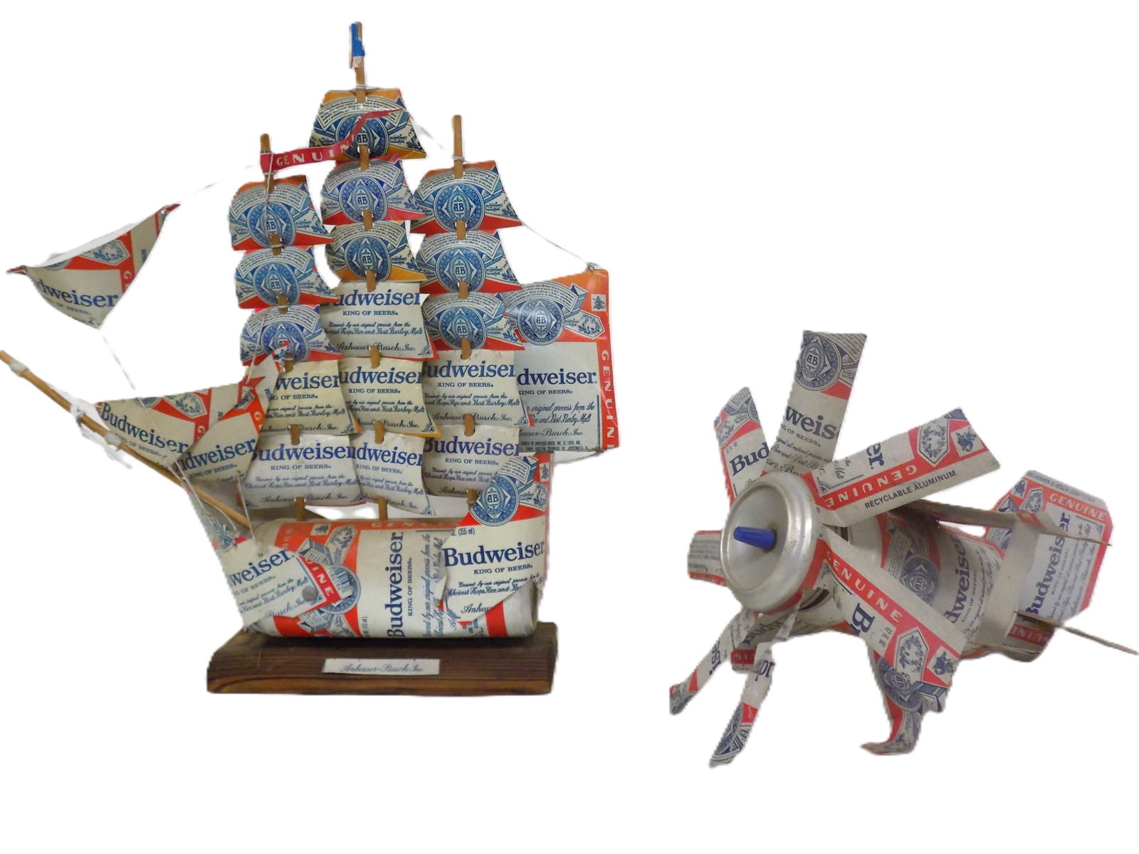 VINTAGE BUDWEISER BEER FOLK ART SHIP AND AIRPLANE (1 of 4)