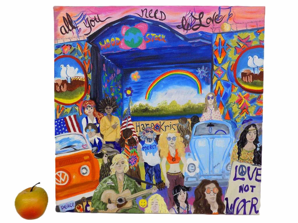 MIDCENTURY WOODSTOCK CONCERT SCENE PAINTING (1 of 6)