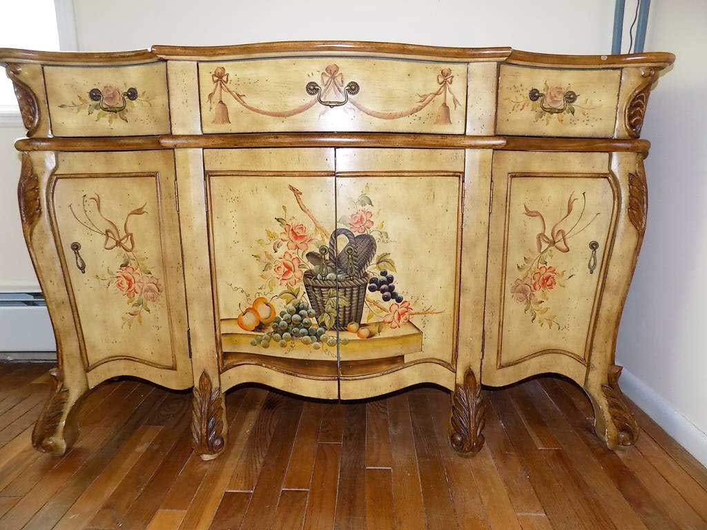 FRENCH COTTAGE PAINTED CABINET W/ ACANTHUS (1 of 6)