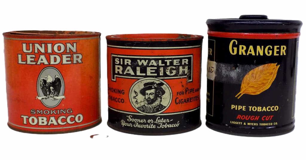 UNION LEADER WALTER RALEIGH GRANGER TOBACCO CANS (1 of 2)
