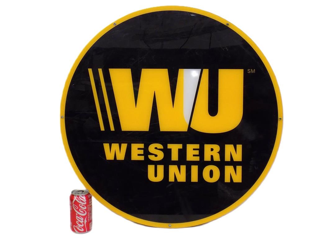 BIG WESTERN UNION ADVERTISING TRADE SIGN 26" (1 of 2)