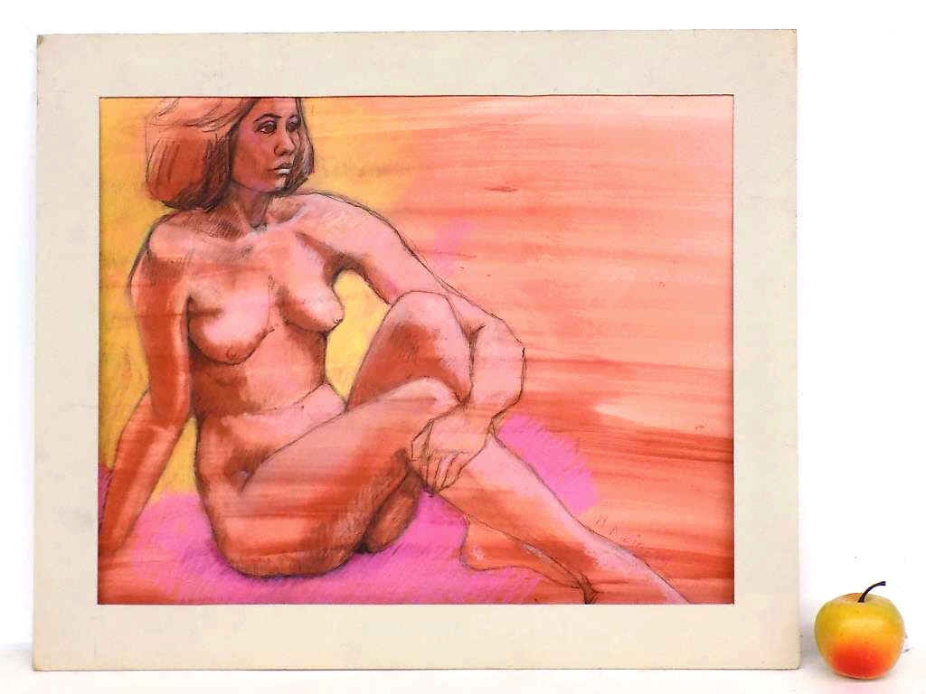 M. ROBINSON - SEATED NUDE WOMAN STUDY DRAWING (1 of 4)