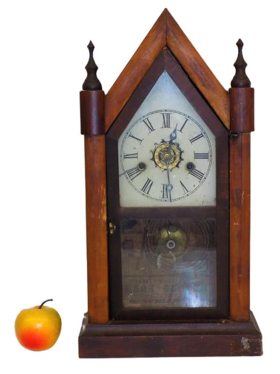 19TH CENTURY WELCH 30 HOUR STEEPLE SHELF CLOCK (1 of 2)
