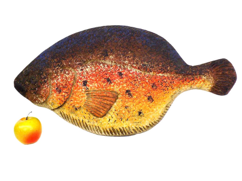 RANDY HOF FOLK ART WOOD ICHTHYS FISH PLAQUE SIGNED: Randy Hof American 20th Century - Folk Art Wood Ichthys Fish Plaque. Representing Our Savior Jesus Christ God's Son. Artist Hand Carved, Painted and Signed Rear. Height 11" x Width 1" x Length 22.25"