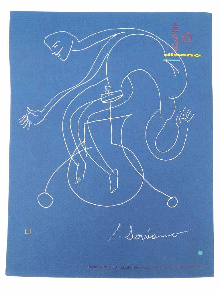 JUAN FRANCISCO RODRIGUEZ SORIANO - DRAWING: Juan Franciso Rodriguez Soriano Latin American / Mexican American 1920-2006 - Abstract Figure Silver Pen and Ink Drawing on found Paper. 9" x 11" Artist artist known for his paintings, sculptures and 
