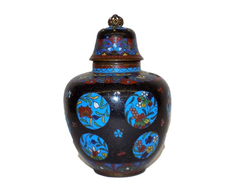 19TH CENTURY CHINESE BLOSSOMS CLOISONNE JAR (1 of 3)