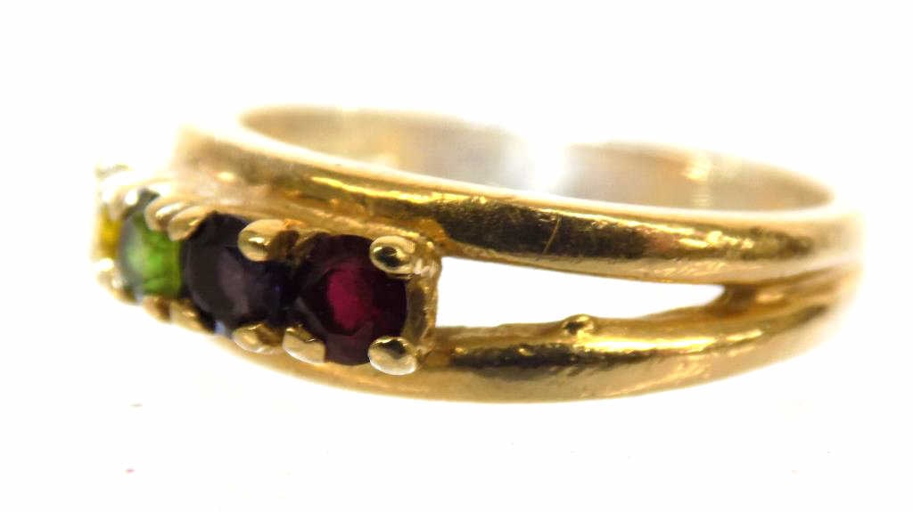 SOLID 14K GOLD RUBY AMETHYST PIERDOT CITRINE RING - 3