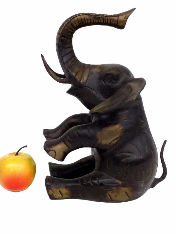 ANTIQUE SEATED ELEPHANT BRONZE SCULPTURE (1 of 2)