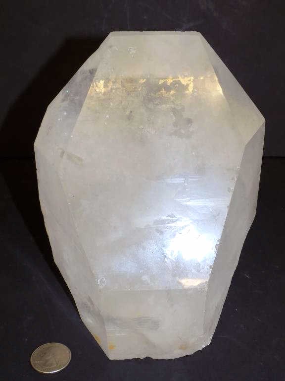 BIG BRAZILIAN CLEAR QUARTZ POINT OBELISK TOWER 7": Big Brazilian Polished Clear Quartz Point or Obelisk Tower. Used For Decor or Healing Power. Measurements 7.25" x 5" x 5.50" 11 lbs