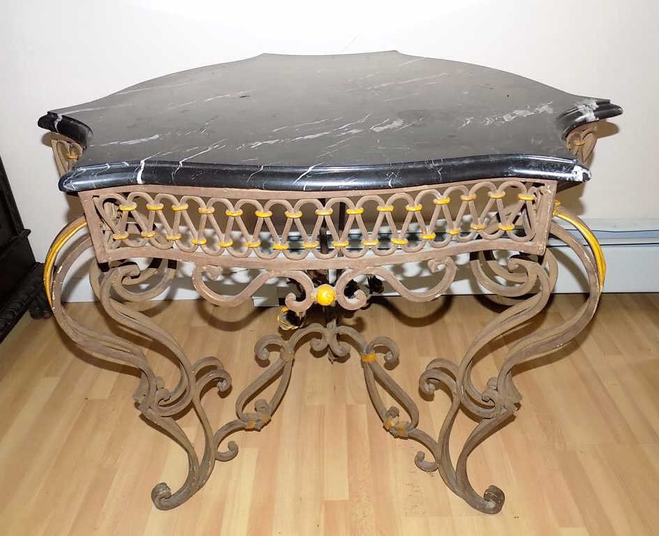 GORGEOUS ITALIAN MARBLE TOP AESTHETIC IRON TABLE (1 of 6)