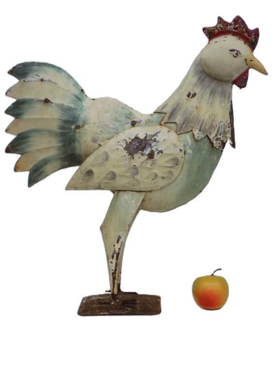 ANTIQUE HUDSON VALLEY FOLK ART TIN ROOSTER STATUE (1 of 4)