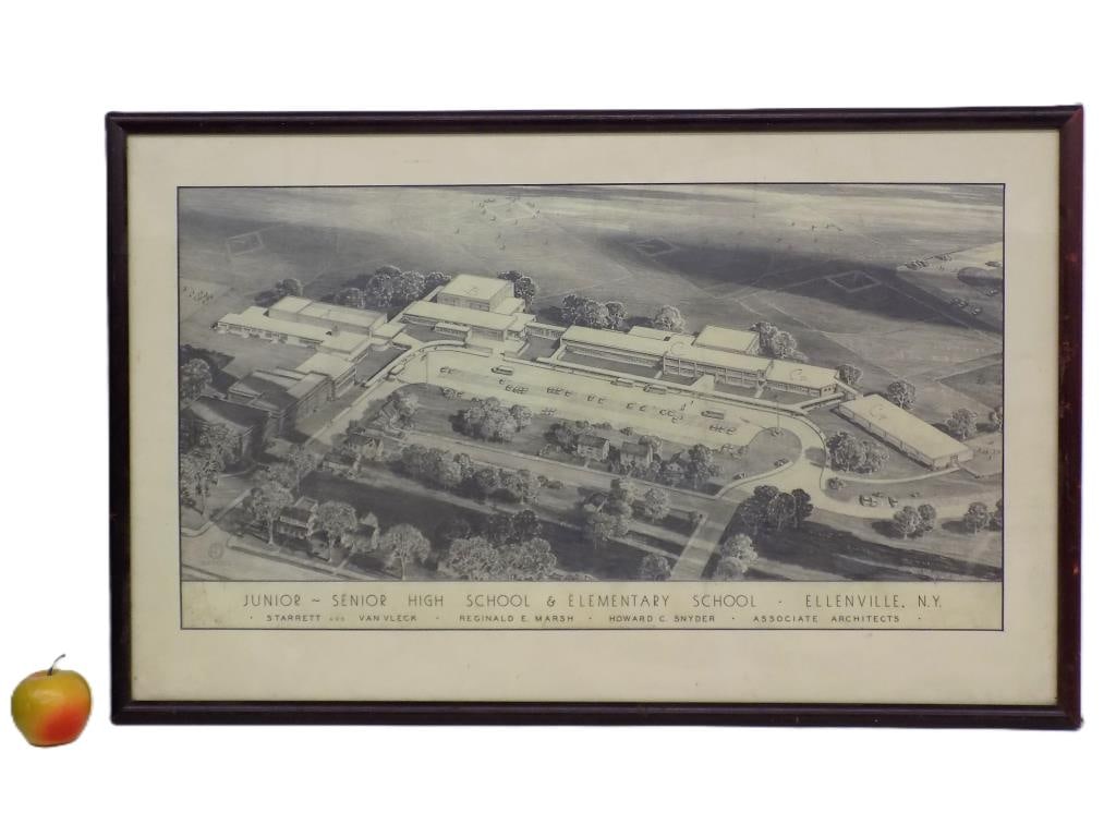 REGINALD MARSH ELLENVILLE NY SCHOOL PRINT W/ MAP (1 of 4)
