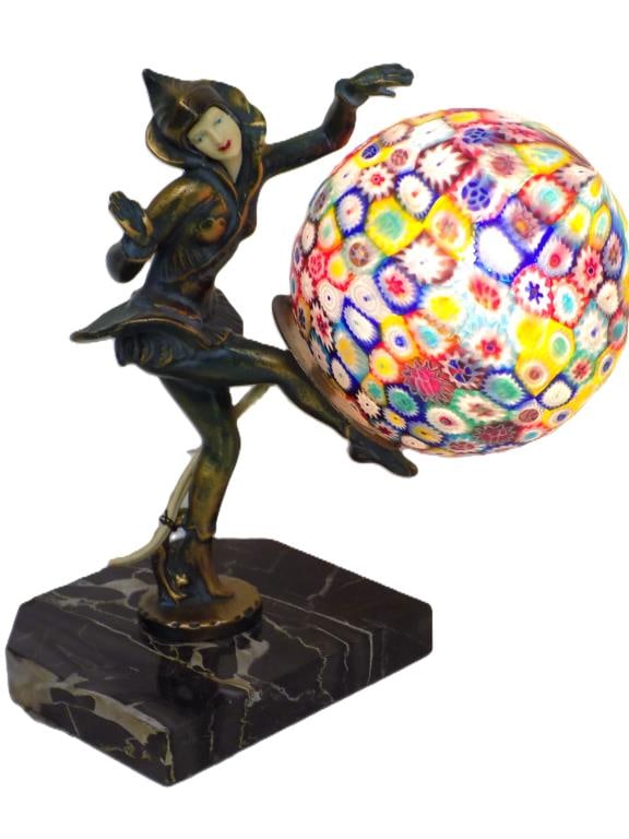 IGNACIO GALLO ART DECO DANSEUSE MILLEFIORI LAMP (1 of 3)