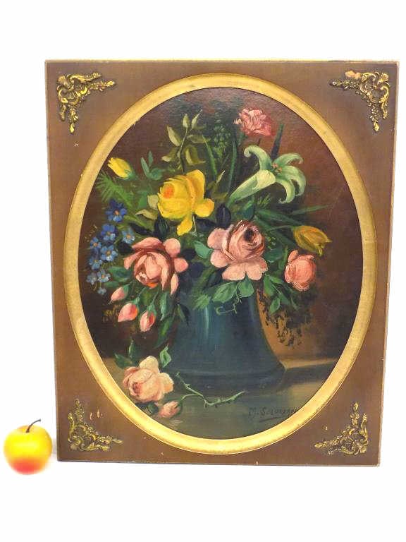 M. SOLORZANO - FLOWERS STILL LIFE PAINTING (1 of 3)