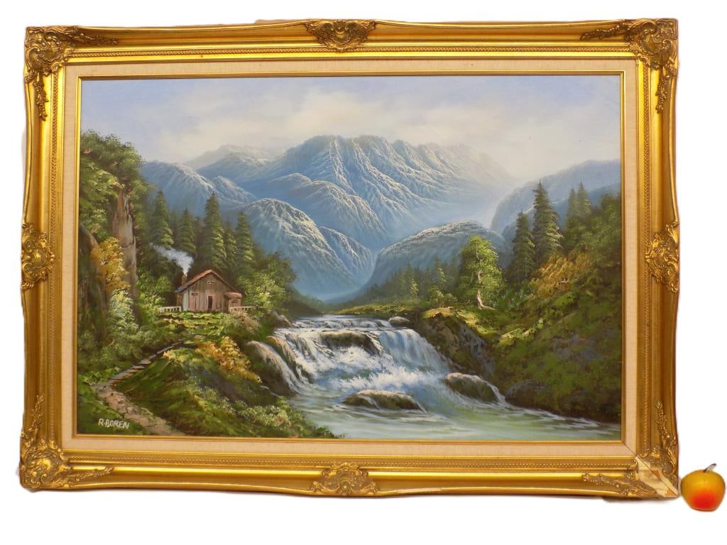 R. BOREN STUNNING LUMINIST MOUNTAIN CABIN PAINTING (1 of 4)