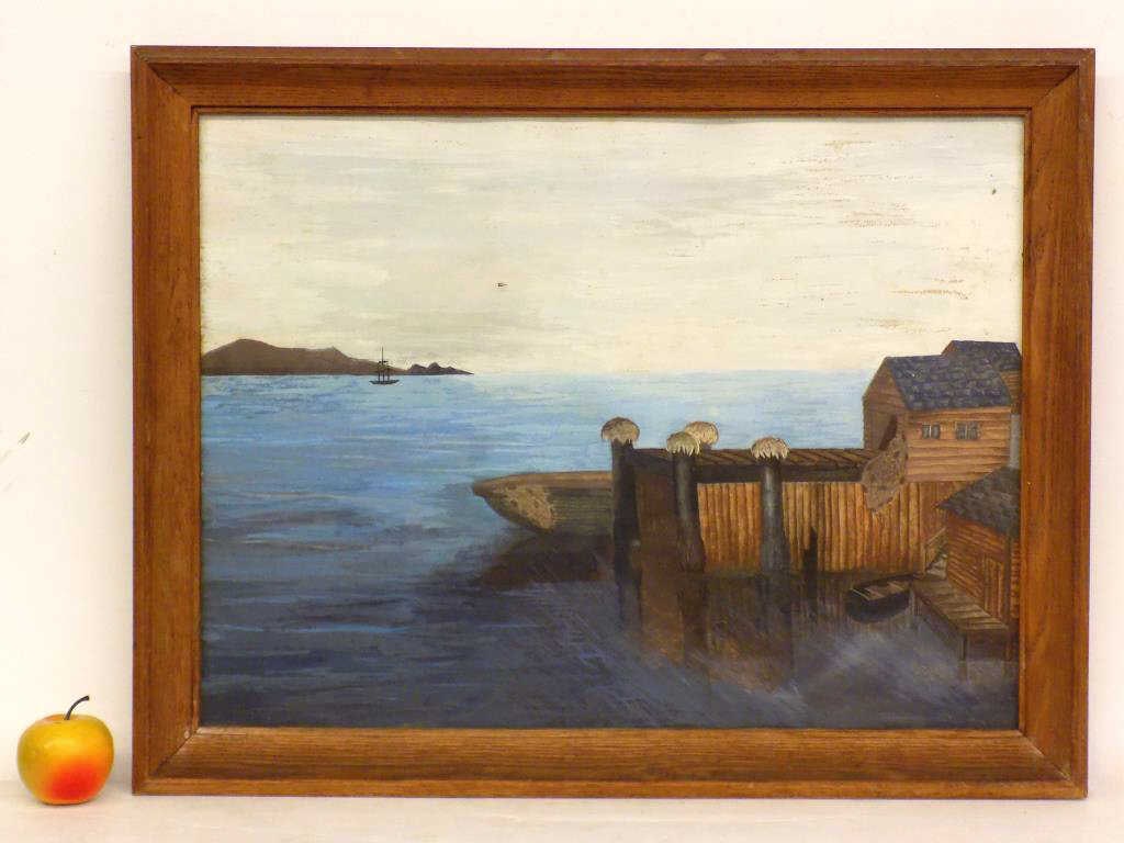 MARITIME HARBOR NAUTICAL PASTEL PAINTING (1 of 3)
