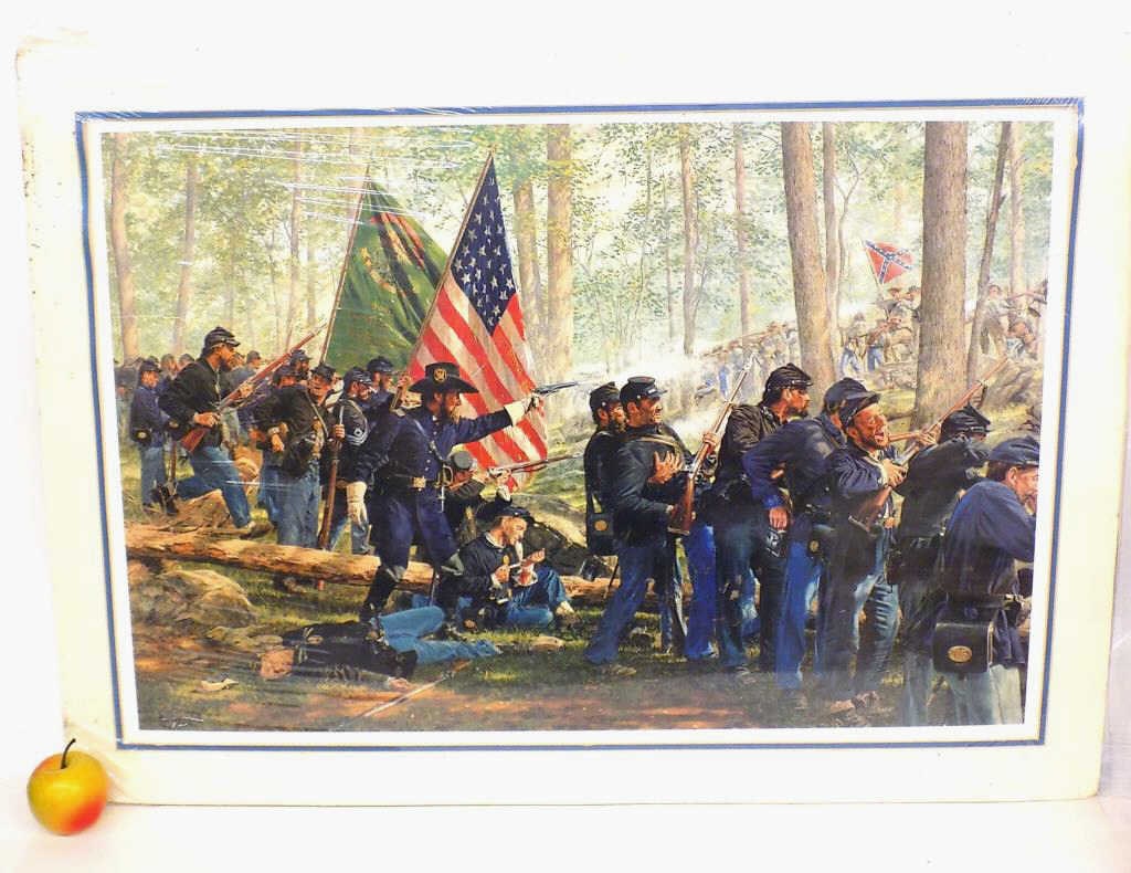 BRADLEY SCHMEHL- CIVIL WAR SIGNED LITHOGRAPH: Bradley Schmehl American b1962 - Big Civil War Battle Scene Color Lithograph. Limited Edition Artist Hand Numbered and Signed. Depicting 88th New York Regiment and The 7th South Carolina Regiment. Mat