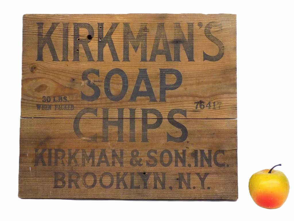 1800'S KIRKMAN'S SOAP CHIPS BROOKLYN NY WOOD SIGN (1 of 1)