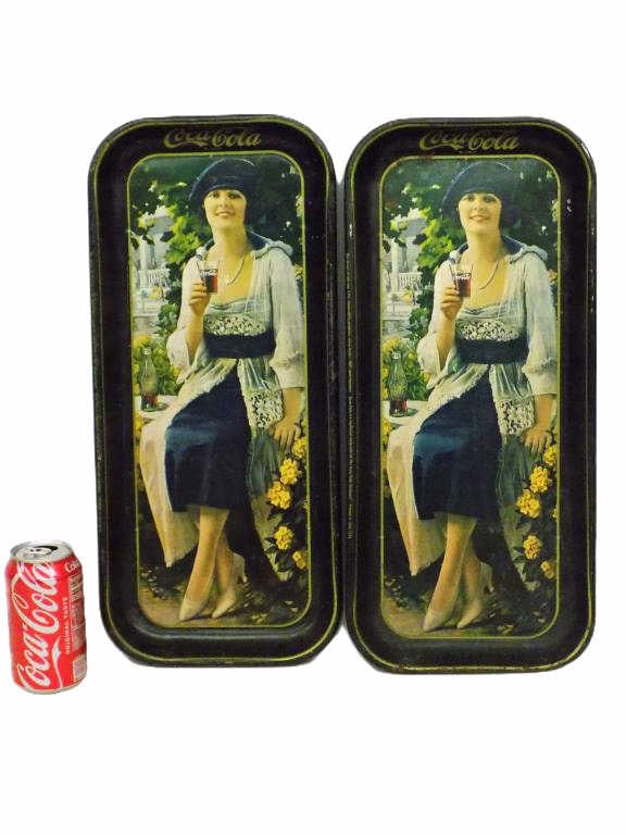 PRETTY BRUNETTE COCA COLA METAL ADVERTISING TRAYS (1 of 2)