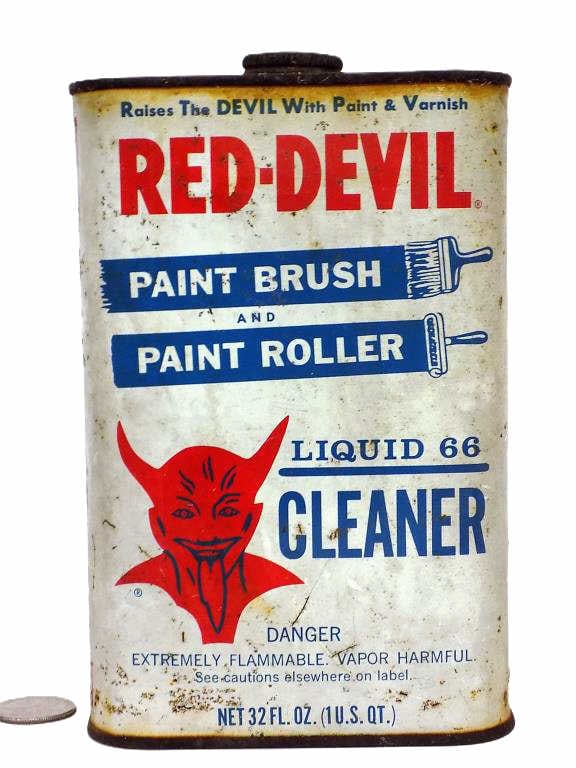 1950'S RED DEVIL LIQUID 66 CLEANER ADVERTISING CAN (1 of 2)