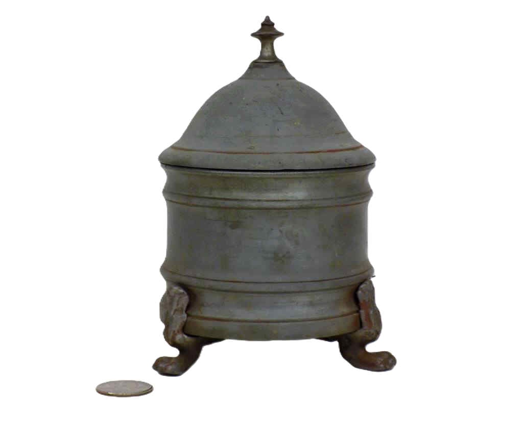 18TH CENTURY PEWTER FOOTED TOBACCO JAR (1 of 3)