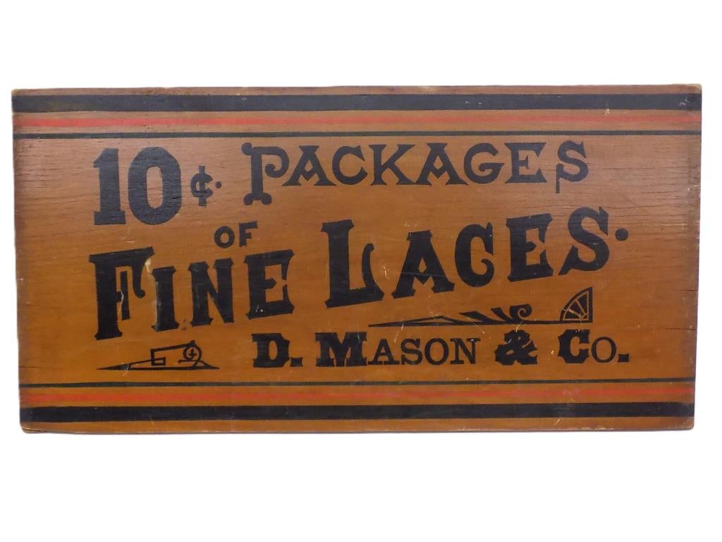 1800'S MASON & CO. FINE LACES COUNTRY STORE SIGN (1 of 2)