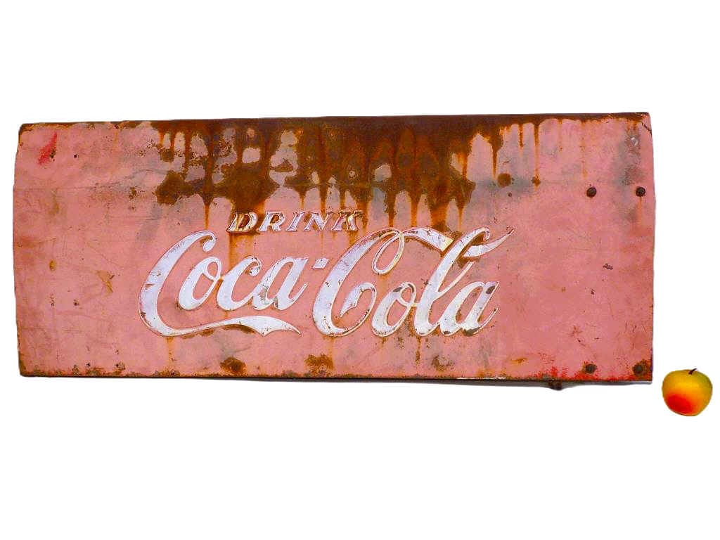 VINTAGE 1950'S DRINK COCA COLA EMBOSSED SIGN (1 of 2)